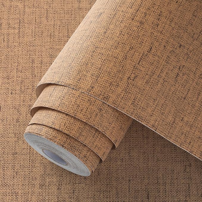 Beige Wallpaper Peel and Stick 472" Textured Beige Grasscloth Contact Paper