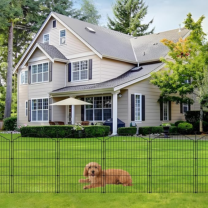 Decorative Garden Fences 40in x 24ft, 10 Pack Outdoor Fencing Animal Barrier Dog Border, Metal Wire Fence Panels for Garden Decor, Flower Bed Edging Borders for No Dig Patio Yard