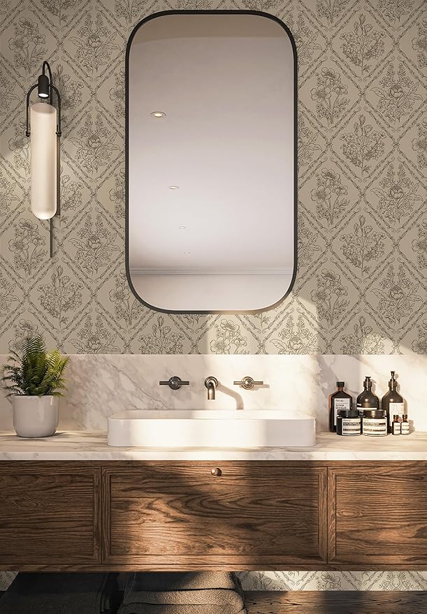 Toduso Peel and Stick Wallpaper Vintage Wall Paper Boho Contact Paper Neutral