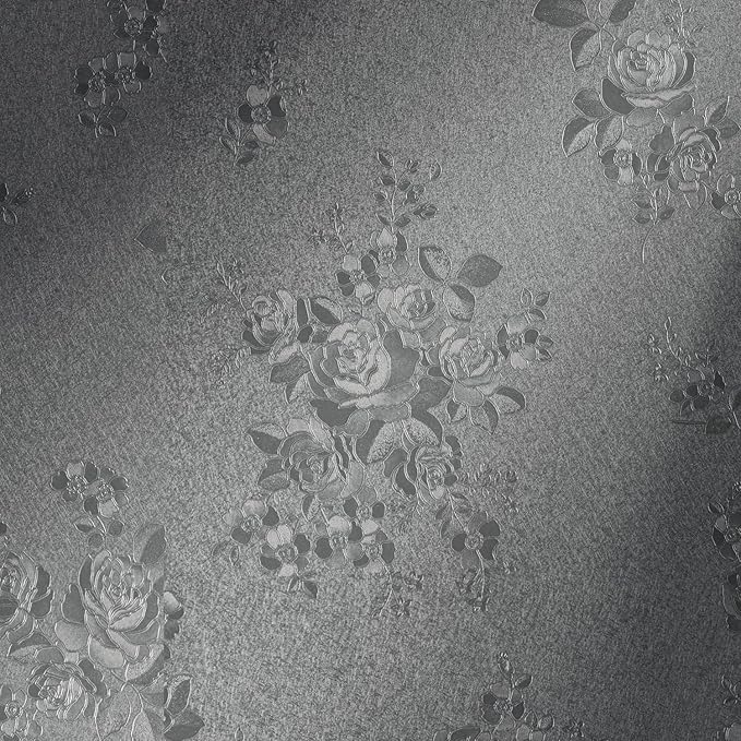 Erfoni 197"x17.7" Gray Peel and Stick Wallpaper Thicken Flower Embossed