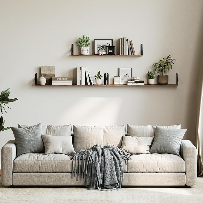 WOPITUES Floating Shelves for Wall 40″W x 8″D, Long Wall Mounted Shelves Set of