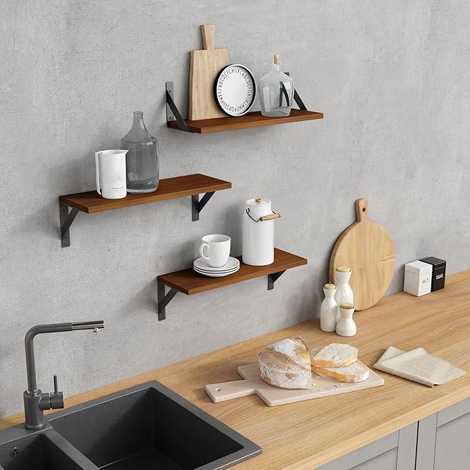 Forbena Walnut Brown Wall Bookshelf
