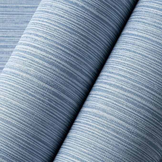 Grasscloth Textured Wallpaper Blue Peel and Stick 24inX393in Fabric Wall Paper