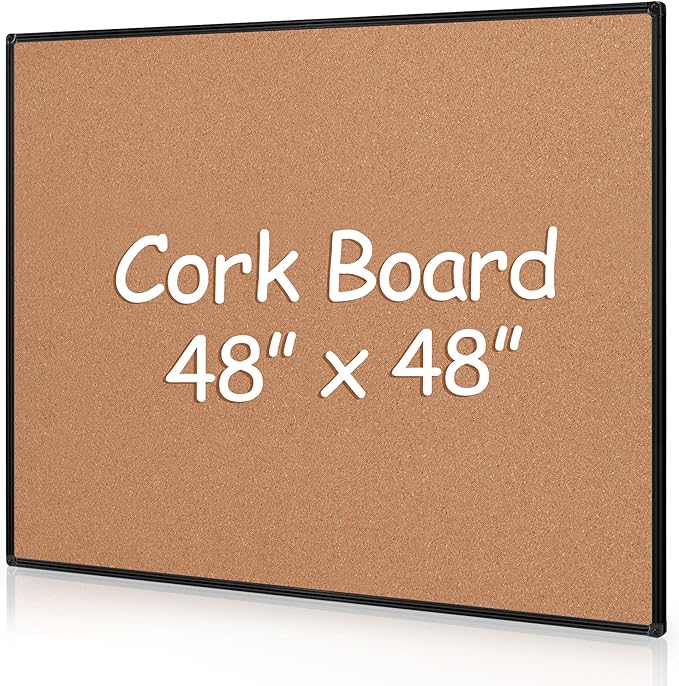Extra Large Cork Bulletin Board 48" X 48", Wall Mounted Notice Pin Board