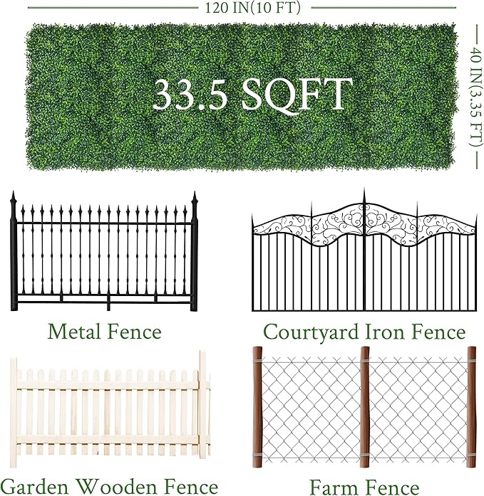 Artificial Ivy Privacy Fence Screen:40"x 120" 4-Layer Leaf UV-Anti Faux