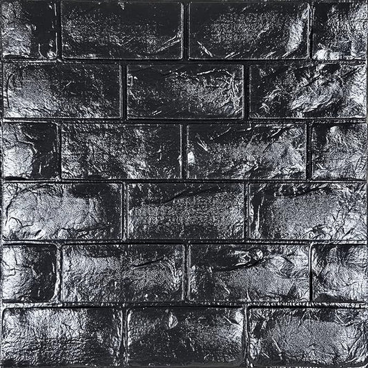 YU LI 3DH 3D Wall Panels Peel and Stick 11PCS Black Foam Brick Wallpaper