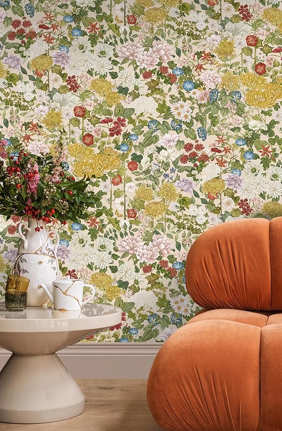 Floral Wallpaper Peel and Stick Boho Wall Paper Removable Waterproof
