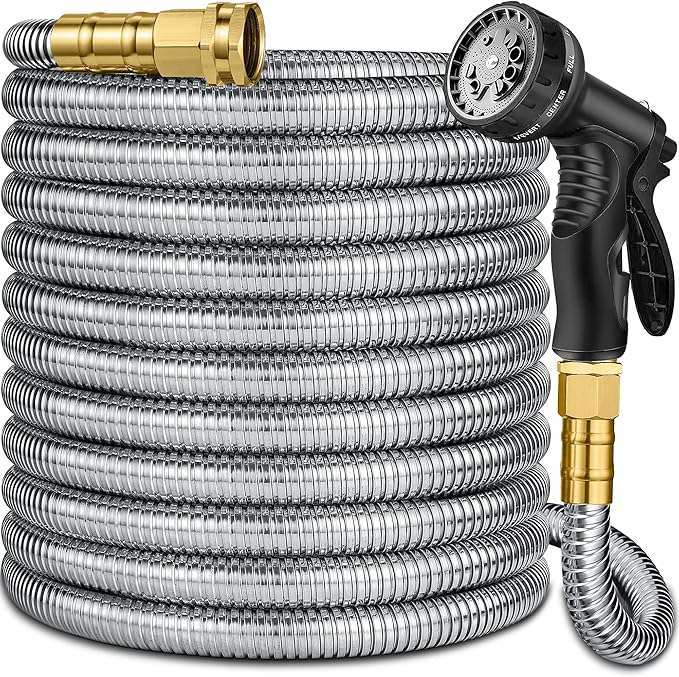 150 ft Stainless Steel Garden Hose - 2026 New Technology Metal Water Garden Hoses with 3/4" Solid Fitting - Lightweight,Ultra Flexible,Durable,Kink-Less Watering Pipes Garden Hoses For Yard, Outdoor