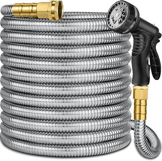 200 ft Stainless Steel Garden Hose - 2026 New Technology Metal Water Garden Hoses with 3/4" Solid Fitting - Lightweight,Ultra Flexible,Durable,Kink-Less Watering Pipes Garden Hoses For Yard, Outdoor