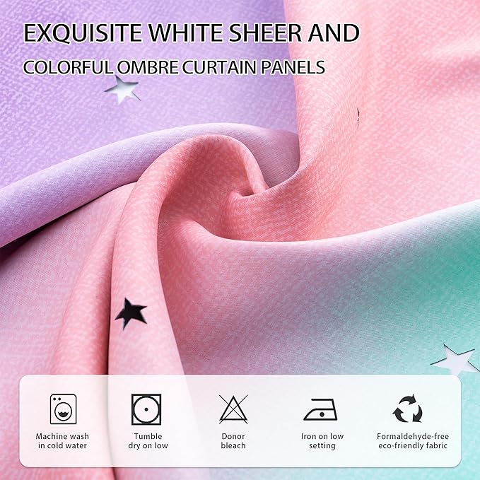 XiDi Curtains for Girls Bedroom Kids Room Unicorn Princess Theme Room Darkening