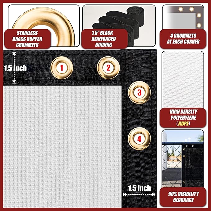 Amgo Custom Made 3' x 33' White Balcony Privacy Screen, Apartment Porch Railing Patio Fence Windscreen Fabric Cloth, Heavy Duty, Commercial and Residential, 90% Blockage (We Customize)