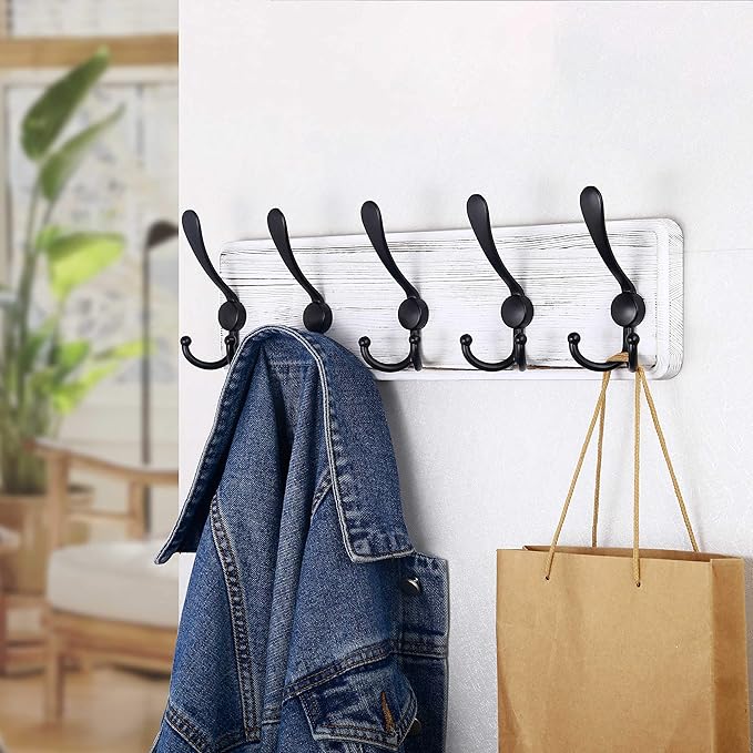 SKOLOO Rustic Wall Mounted Coat Rack: 16" Stud Spacing, Pine Real Wood Plank