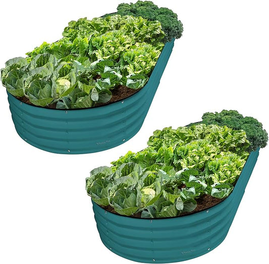 Plant & Plot Galvanized Raised Garden Beds Outdoor // 8Ã4Ã1 ft (2-Pack) Planter Raised Beds for Gardening, Vegetables, Flowers // Large Metal Garden Box // Patented Tool-Free Design (Turquoise)