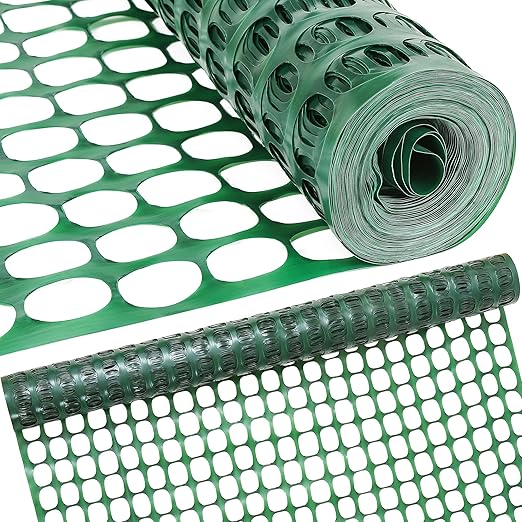 Houseables Fencing, Temporary Fence, Snow Fence, 4x100' Feet, 10.55 lb/roll, Green Plastic Fencing, Deer Netting, Plastic Mesh Roll, Safety Netting, Construction, Yard, Garden, Chicken, Dogs, Backyard
