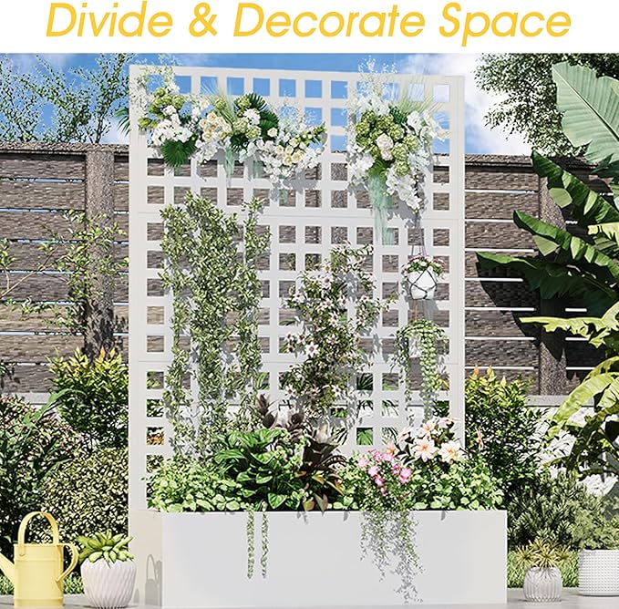 Metal Planter Box with Trellis, Planter Box Trellis with Privacy Screen and