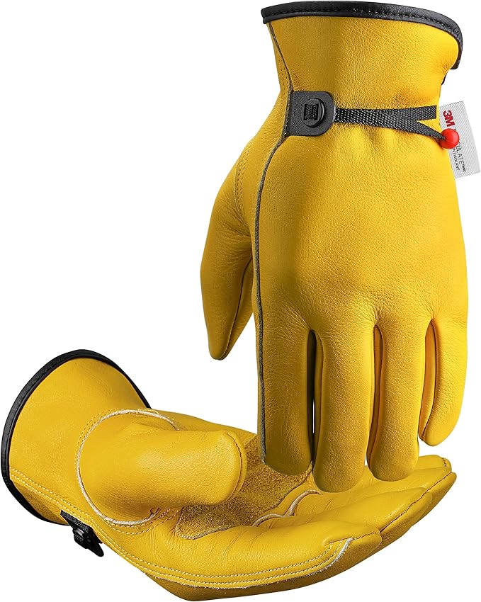 DULFINE Winter Leather Work Gloves for Men and Women,3M Thinsulate Lining for Cold Weather Work, Thermal Insulated Gloves