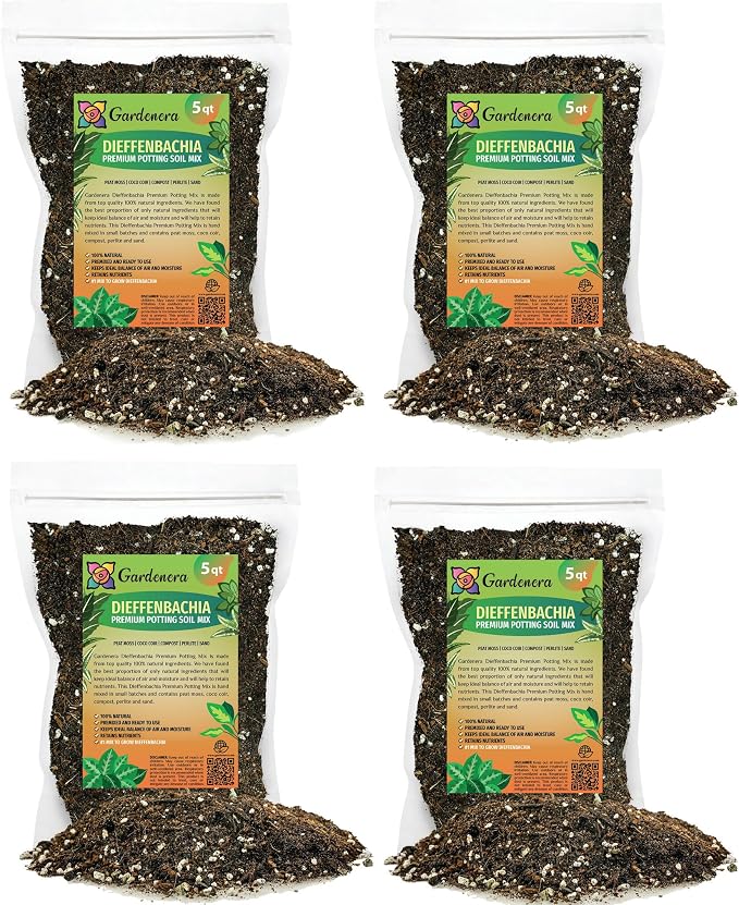 Gardenera Premium Dumb Cane Potting Soil Mix - Ideal Blend for Growing Robust and Healthy Dumb Cane Plants - 20 Quart