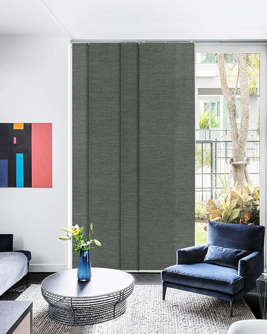 GoDear Design Shimmering Adjustable Sliding Panel Track Blinds, Vertical Window