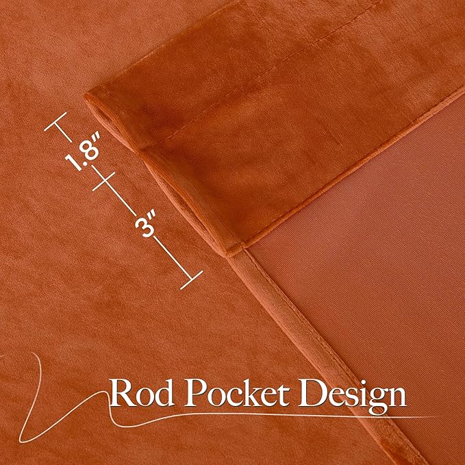 NICETOWN Orange Velvet Curtains 84 inch Long