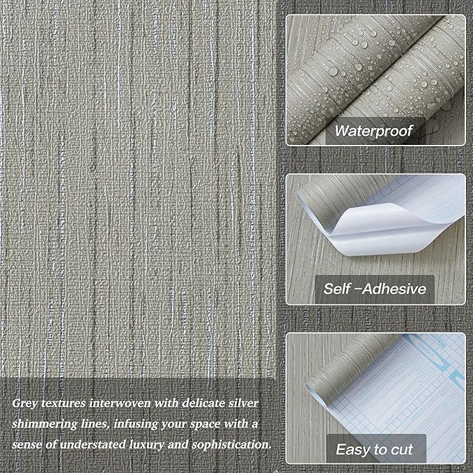 Grey Grasscloth Wallpaper Peel and Stick Textured Wallpaper