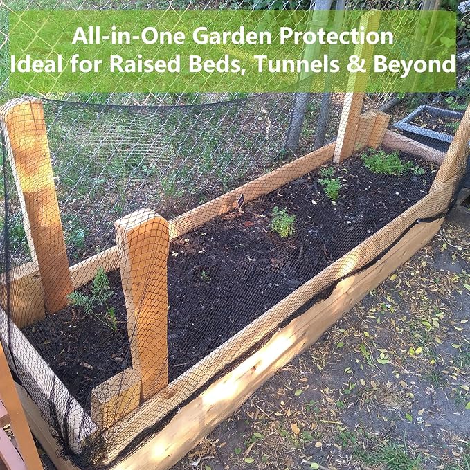 25x25ft Bird Netting, 1/2 inch Mesh, Heavy Duty Garden Netting for Fruit Trees, Blueberry Bushes, Vegetables, Extra Strong Woven Mesh Against Birds, Deer, Squirrels, Poultry and Other Animals