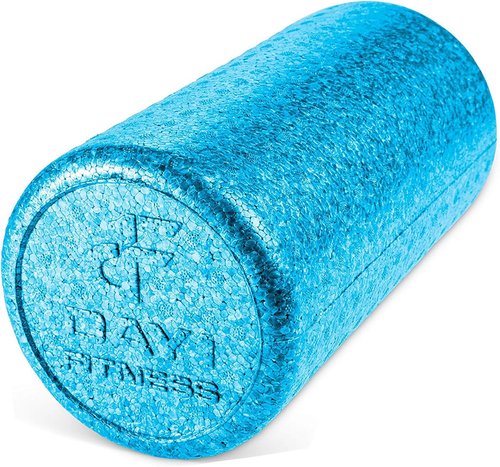 Day 1 Fitness Muscle Foam Roller - High Density Sports Massage for Stretching & Pain Relief - Solid Blue, 12Ã¢ÂÂ