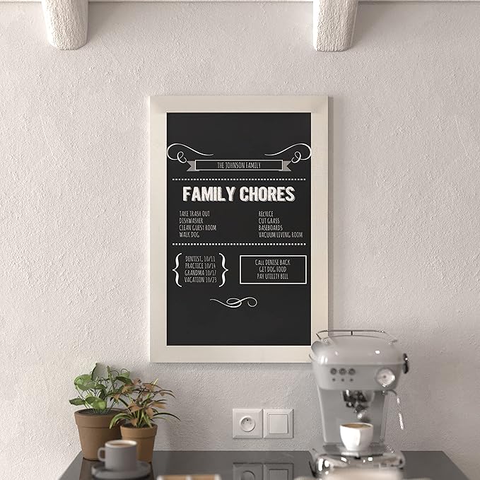 HBCY Creations 20" X 30" Matte White Solid Wood Frame Wall Chalkboard, Magnetic