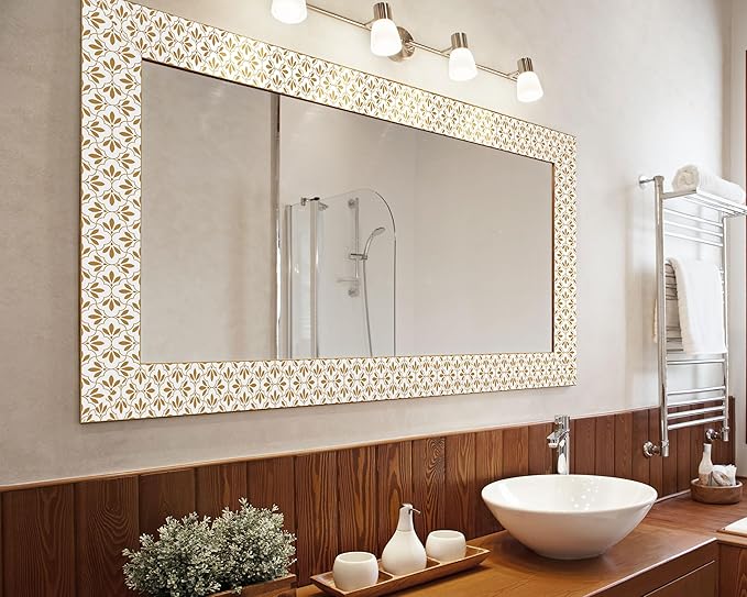 FLFK Wallpaper Border Gold and White Patterns Peel and Stick Wall Border Self