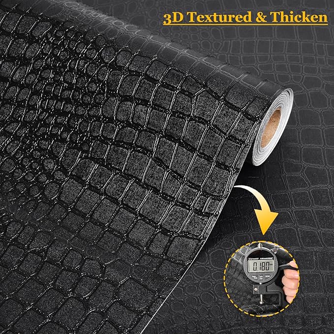 Fititem Black Peel and Stick Wallpaper 236inL 17.3inW Black Contact Paper