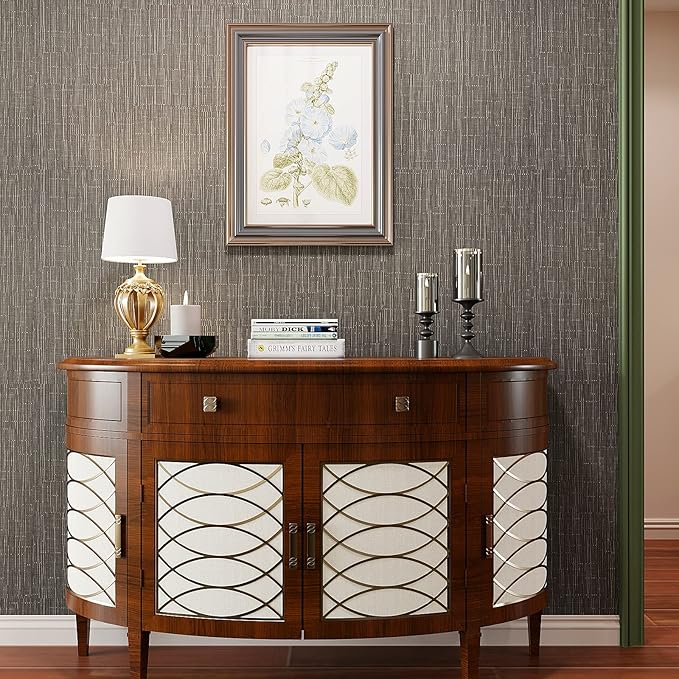 VEELIKE Truffle Brown Grasscloth Wallpaper Peel and Stick Grass Cloth Vinyl