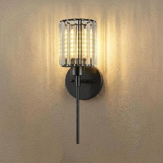1- Pack Crystal Battery Operated Wall Sconces, Brushed Gold Rechargeable