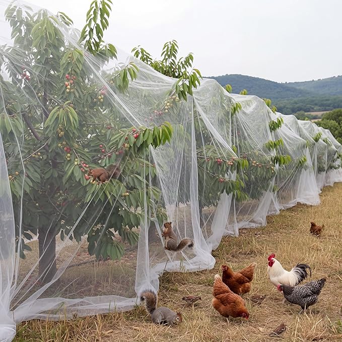 Garden Insect Netting for Raised Beds Extra Large Fruits Tree Netting Pest Barrier White Ultra Fine Mesh Row Bed Covers Net for Vegetable Fruit Protection from Insect Bird Animals(15X 33 ft)