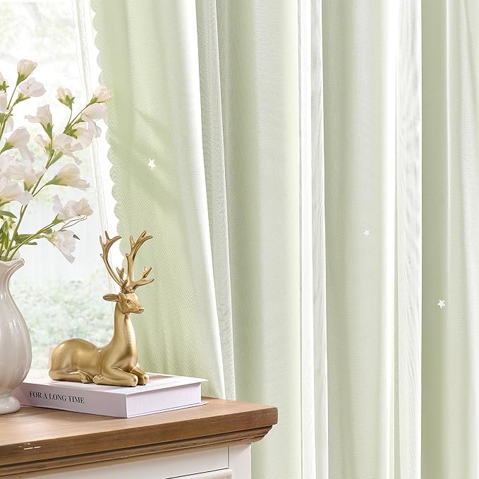 XiDi Green Curtains for Bedroom, Girls Room Blackout Curtains, Kids Room
