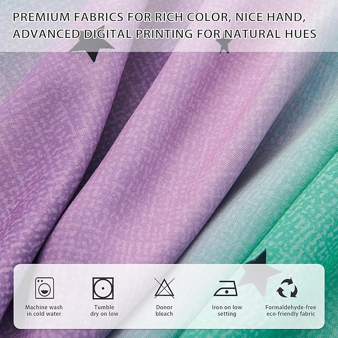 XiDi Purple Rainbow Curtains for Kids' Bedroom