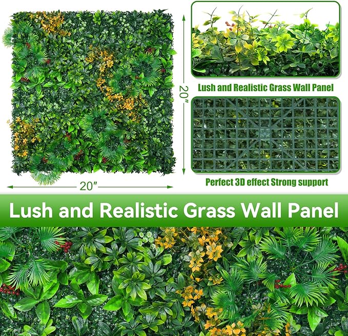 Grass Wall Panels, UV-Anti Faux Greenery Plant Boxwood Panels