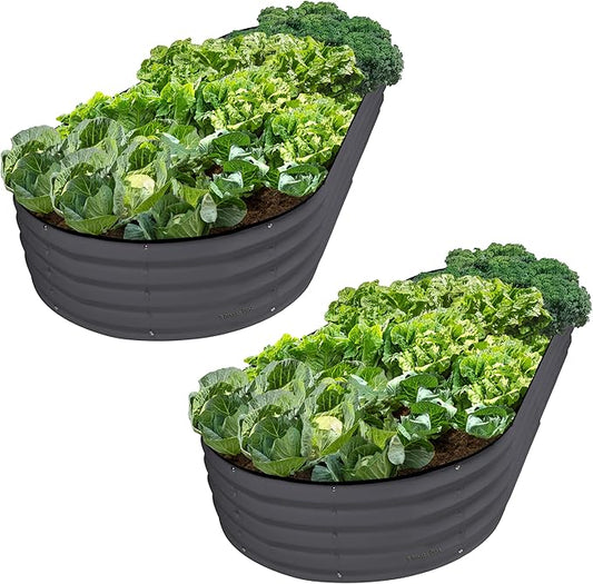 Plant & Plot Galvanized Raised Garden Beds Outdoor // 8Ã4Ã1 ft (2-Pack) Planter Raised Beds for Gardening, Vegetables, Flowers // Large Metal Garden Box // Patented Tool-Free Design (Gray)