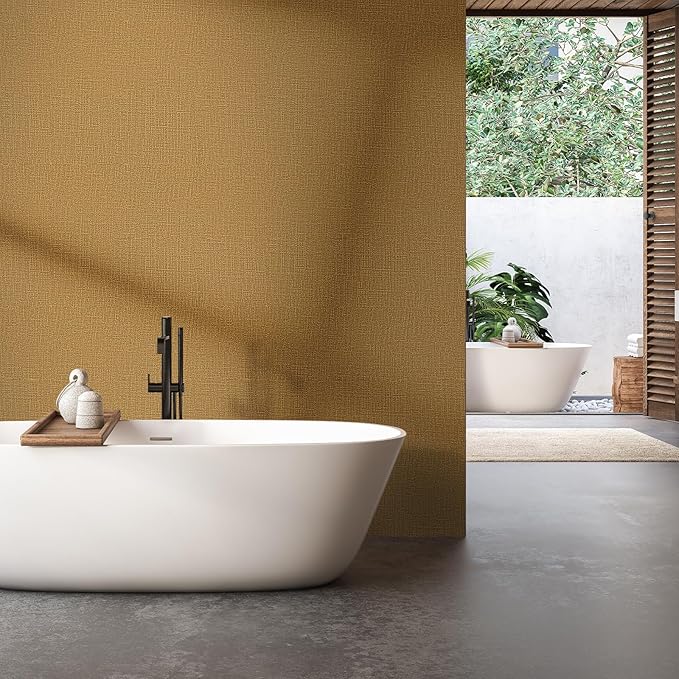 WADILE Grasscloth Peel and Stick Wallpaper 15.7in x 787.4in, Textured Contact