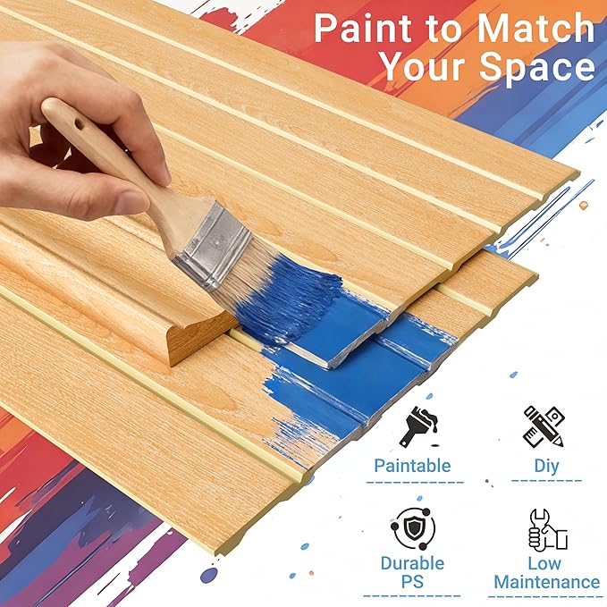 PS Wainscoting Wall Panel Kit, Paintable Waterproof PS Panels