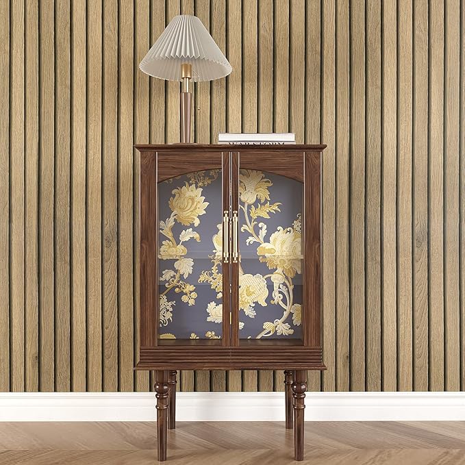 VEELIKE Slat Wood Contact Paper Wood Wallpaper Peel and Stick
