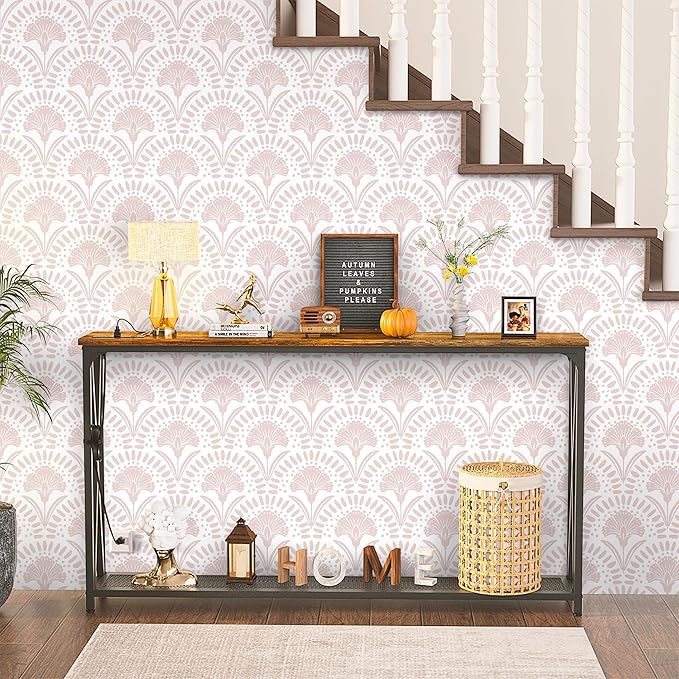Timeet 17.7 in × 78.7 in Boho Peel and Stick Wallpaper Pink Floral Contact