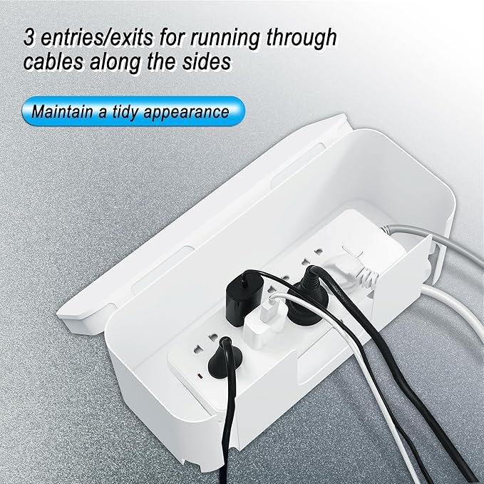 Power Strip Cover Box - Hide Power Strip for TVs and Computers, Electrically Safe Cord Organizer Box, Cord Box Crafted from Durable ABS Material (2pack,White)