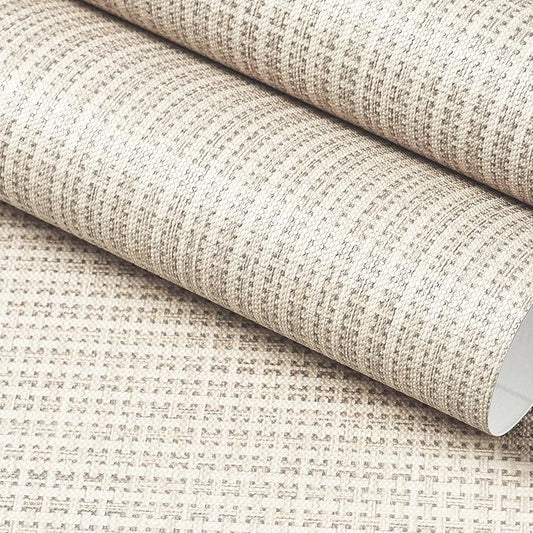 FunStick Beige Weave Grasscloth Peel and Stick Wallpaper Textured Wallpaper