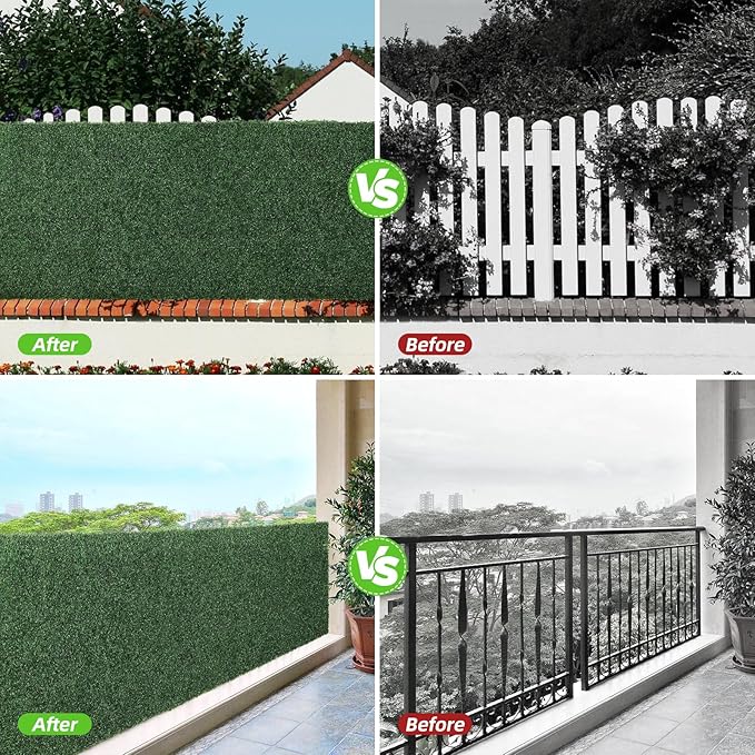 Luyue 6PCS 20”×20” Boxwood Panels, Artificial Grass Wall Panels Fake Greenery