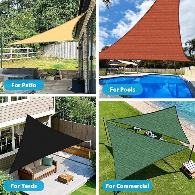 Amagenix Sun Shade Sail 12'X12'X17' Curved Edge Outdoor Shade Canopy Sand Breathable 95% UV Block Shade Cloth for Patio Garden Backyard (We Make Custom Size)