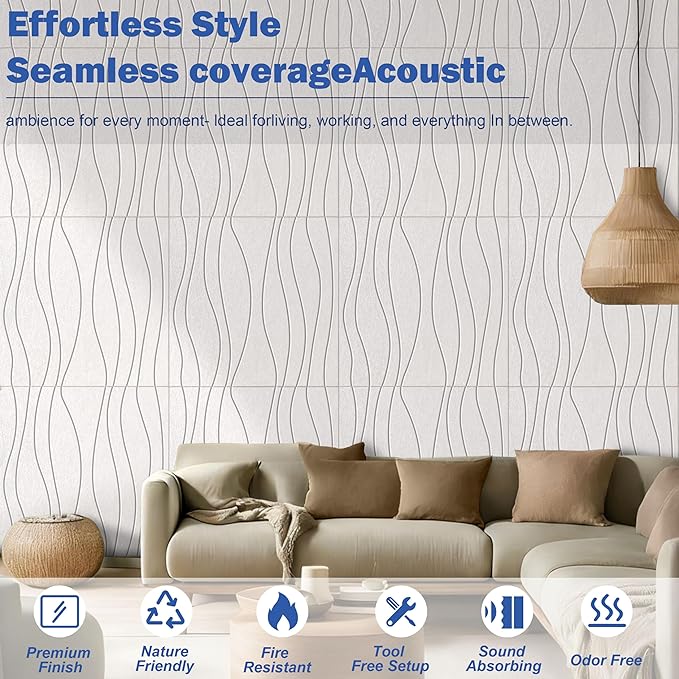 6 PCS Acoustic Panels, 23.6x23.6'' Self-Adhesive Soundproof Wall Panels
