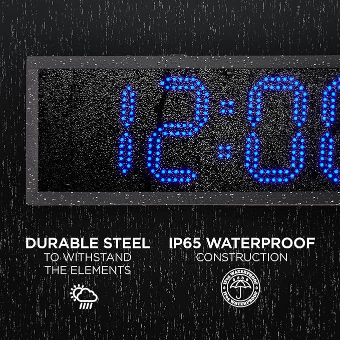 Ivation Oversized 48" Outdoor Waterproof Digital Clock, Auto Time Sync
