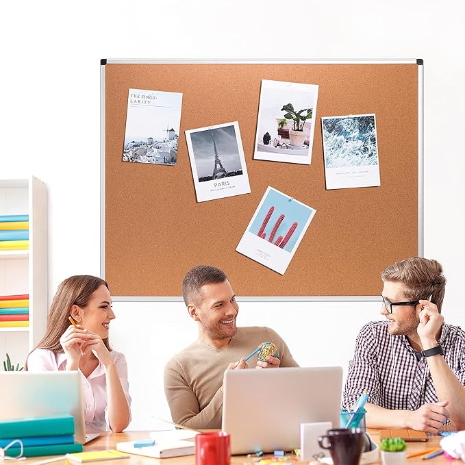 Amazon Basics Rectangular Bulletin Board, Cork Board