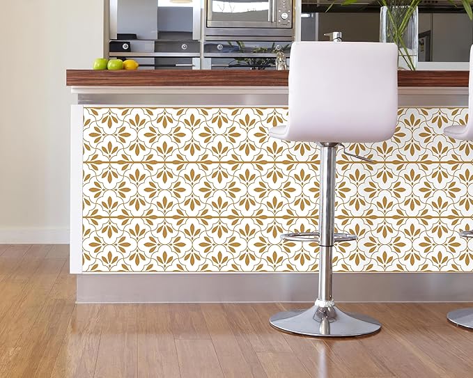 FLFK Wallpaper Border Gold and White Patterns Peel and Stick Wall Border Self