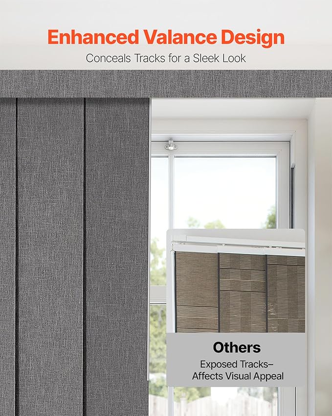 VEVOR Panel Track Blinds, Extendable Track from 45.8 in to 86 in W, Trimmable