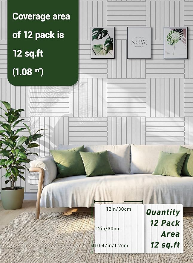 Waister 12 Pack Soundproof Wall Panels, 0.47 inch Thicker High Density Acoustic